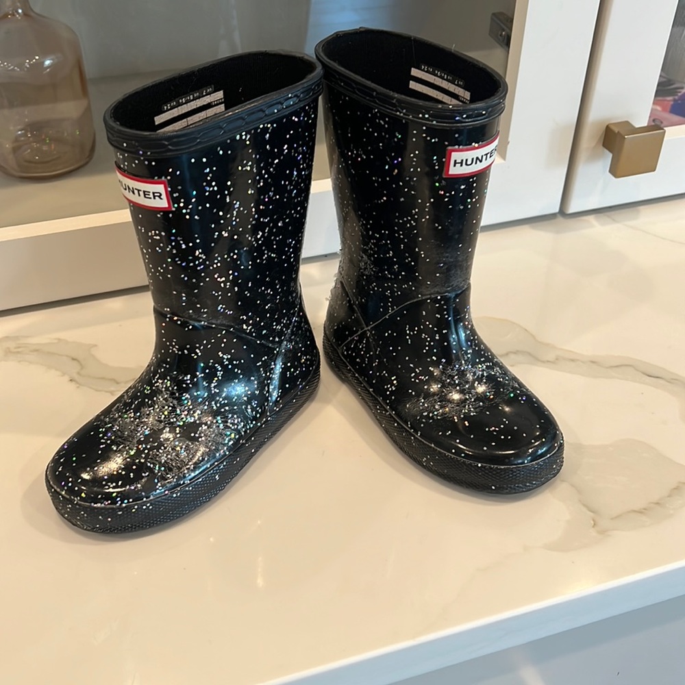 Hunters rainboots black sparkle